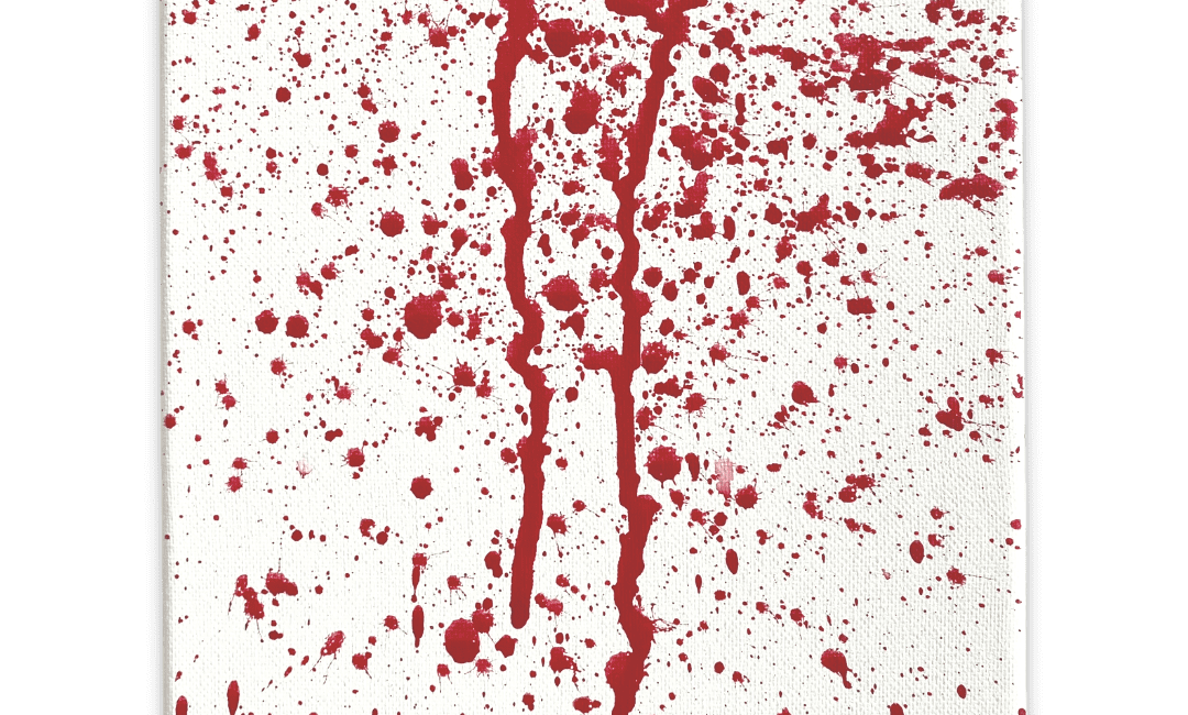 blood splash on white canvas